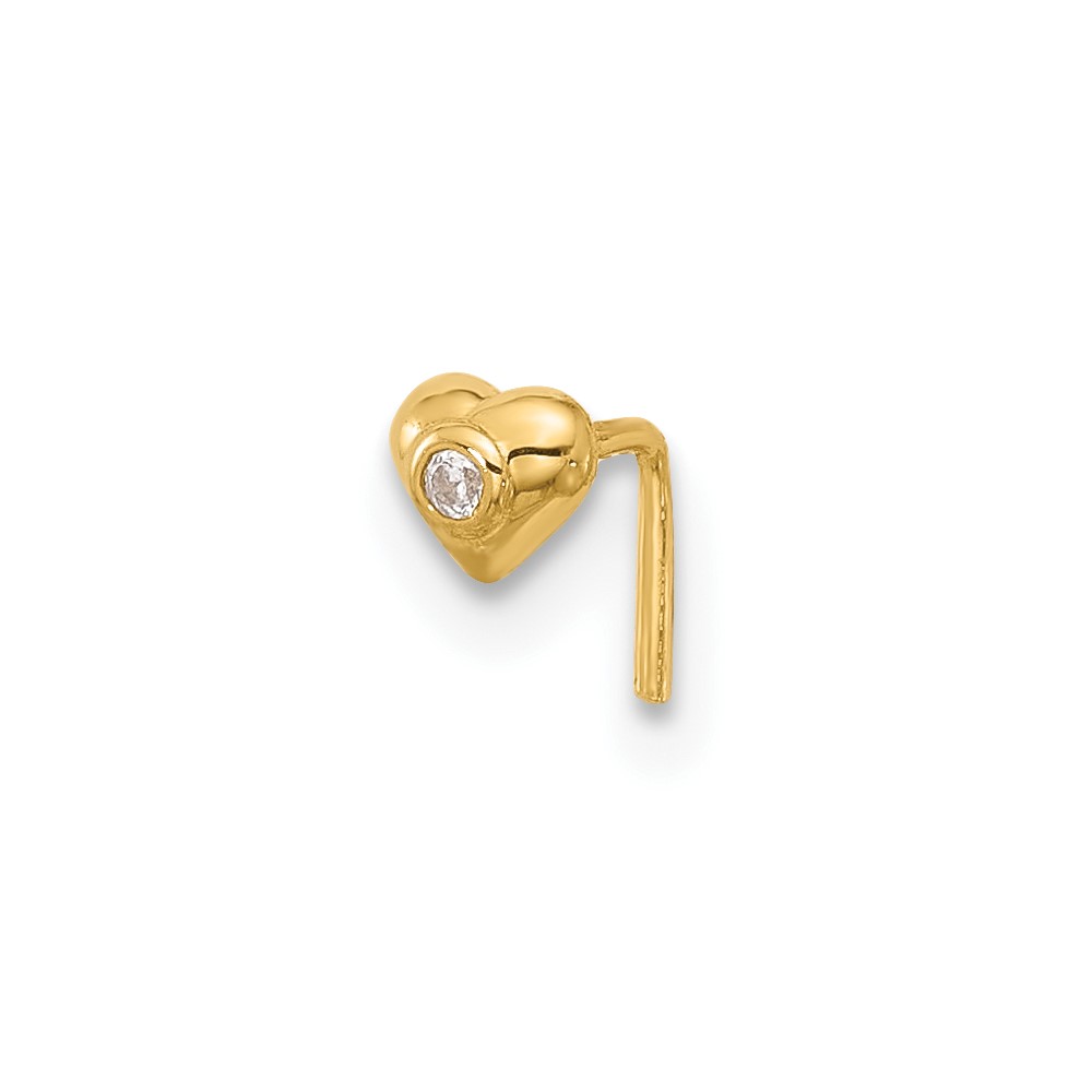 Picture of Finest Gold 14K Yellow Gold 22 Gauge CZ Heart Nose Stud