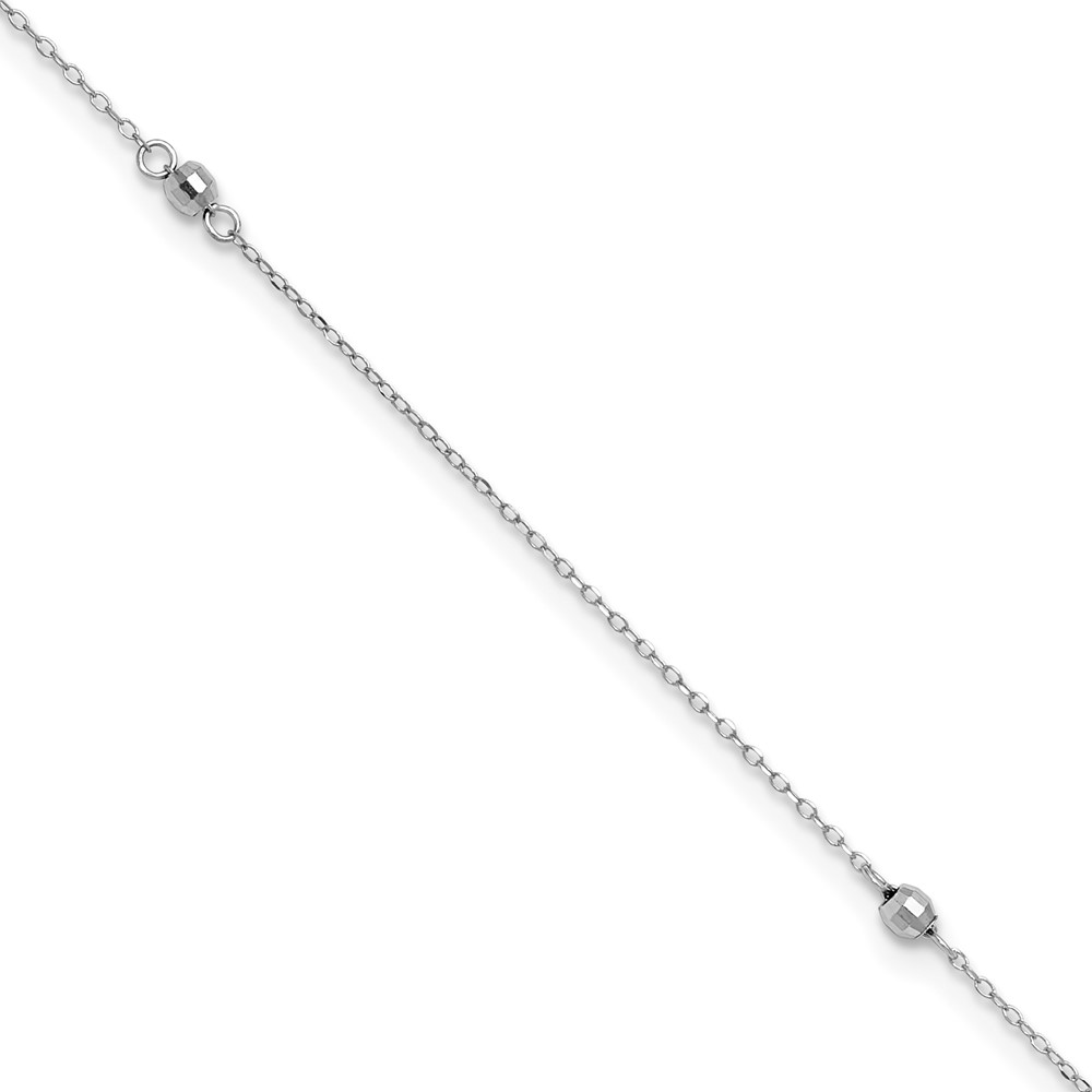 Picture of Finest Gold 14K White Gold Mirror Beaded 9 in. Plus 1 in. Extension Anklet