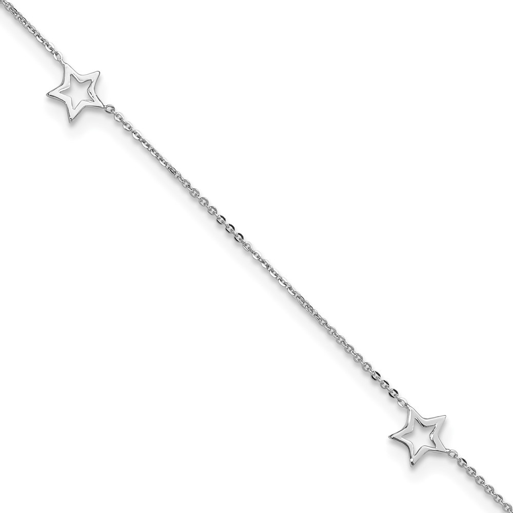 Picture of Finest Gold 14K White Gold Adjustable Star 9 in. Plus 1 in. Extension Anklet