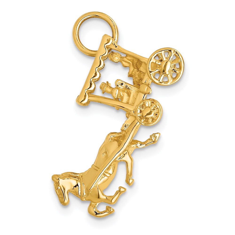 14K Solid Polished 3-Dimensional Horse & Carriage Charm -  Finest Gold, UBSD1213