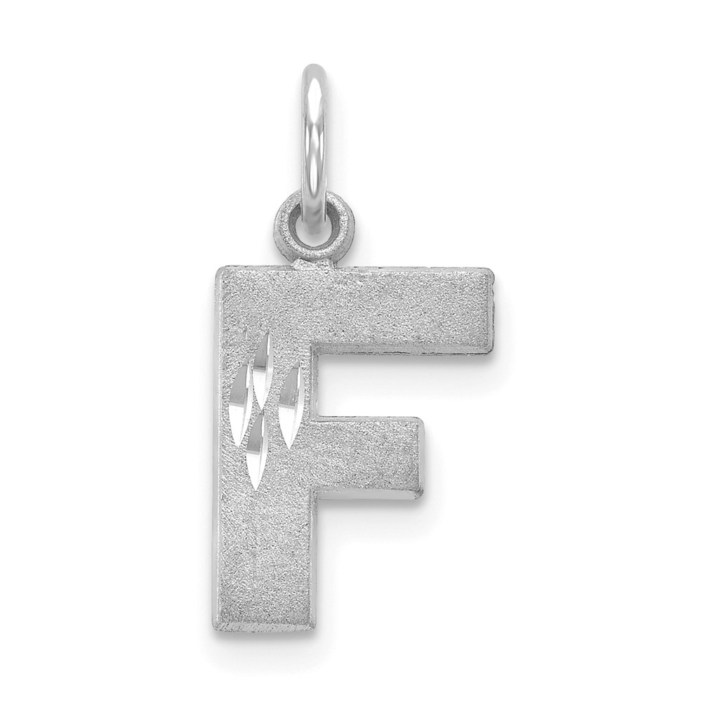 Picture of Finest Gold 14k White Gold Satin Diamond-cut Letter F Initial Charm Pendant