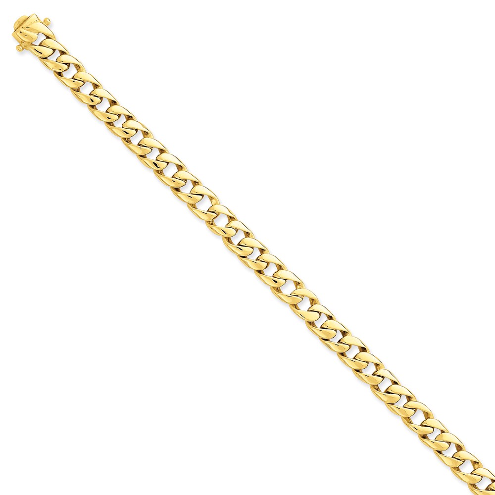 14K Yellow Gold 8 mm Solid Hand-Polished Curb Link 9 in. Chain Bracelet -  Finest Gold, UBSFL445-9