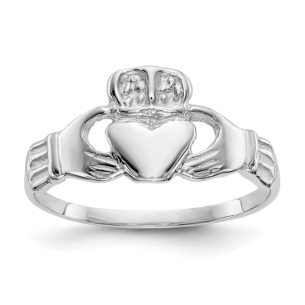 Picture of Finest Gold 14K White Gold Polished Claddagh Ring - Size 6