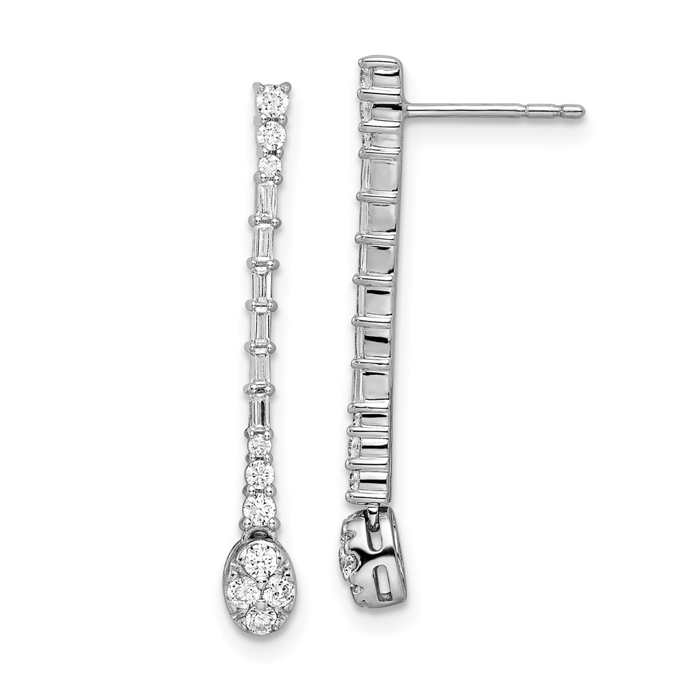 14K White Gold Polished Diamond Drop Post Earrings -  Finest Gold, UBSEM8383-050-WA