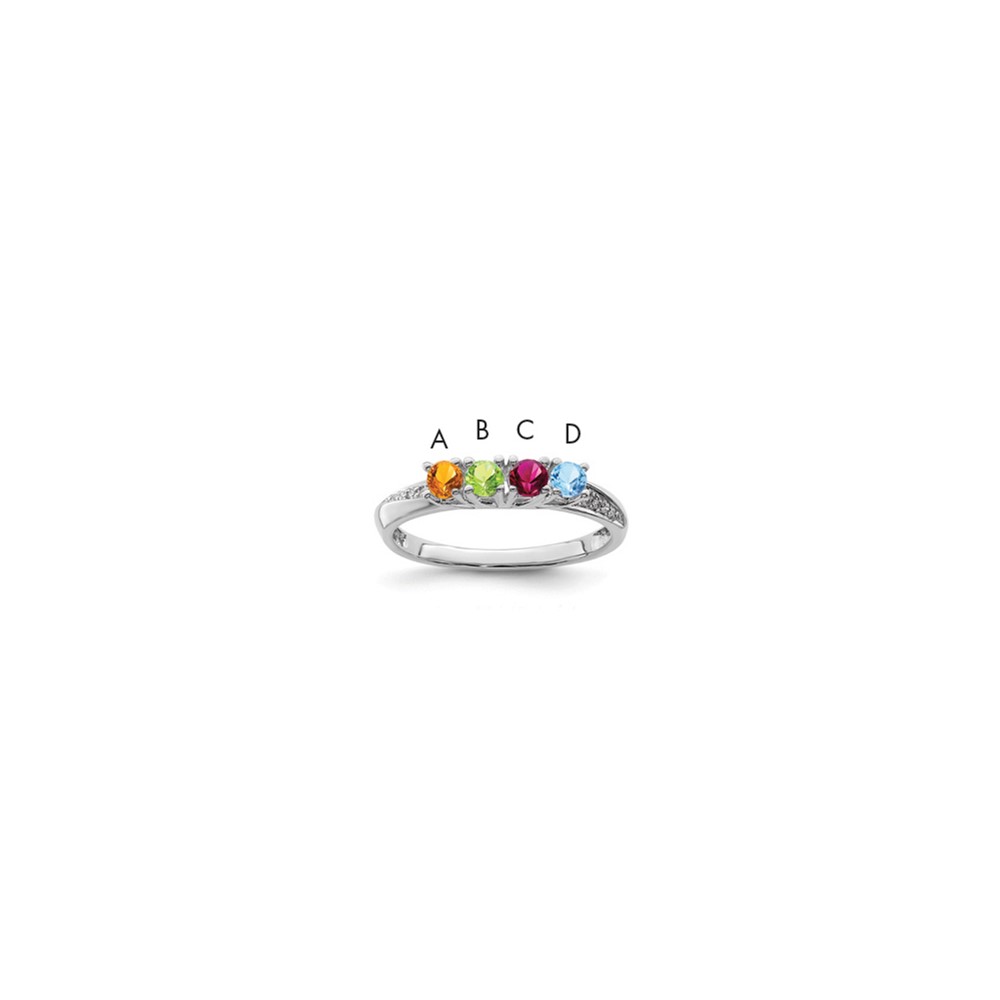 Picture of Finest GoldXMRW36-4 14K White Gold Family Jewelry Diamond Semi-Set Ring - Size 7