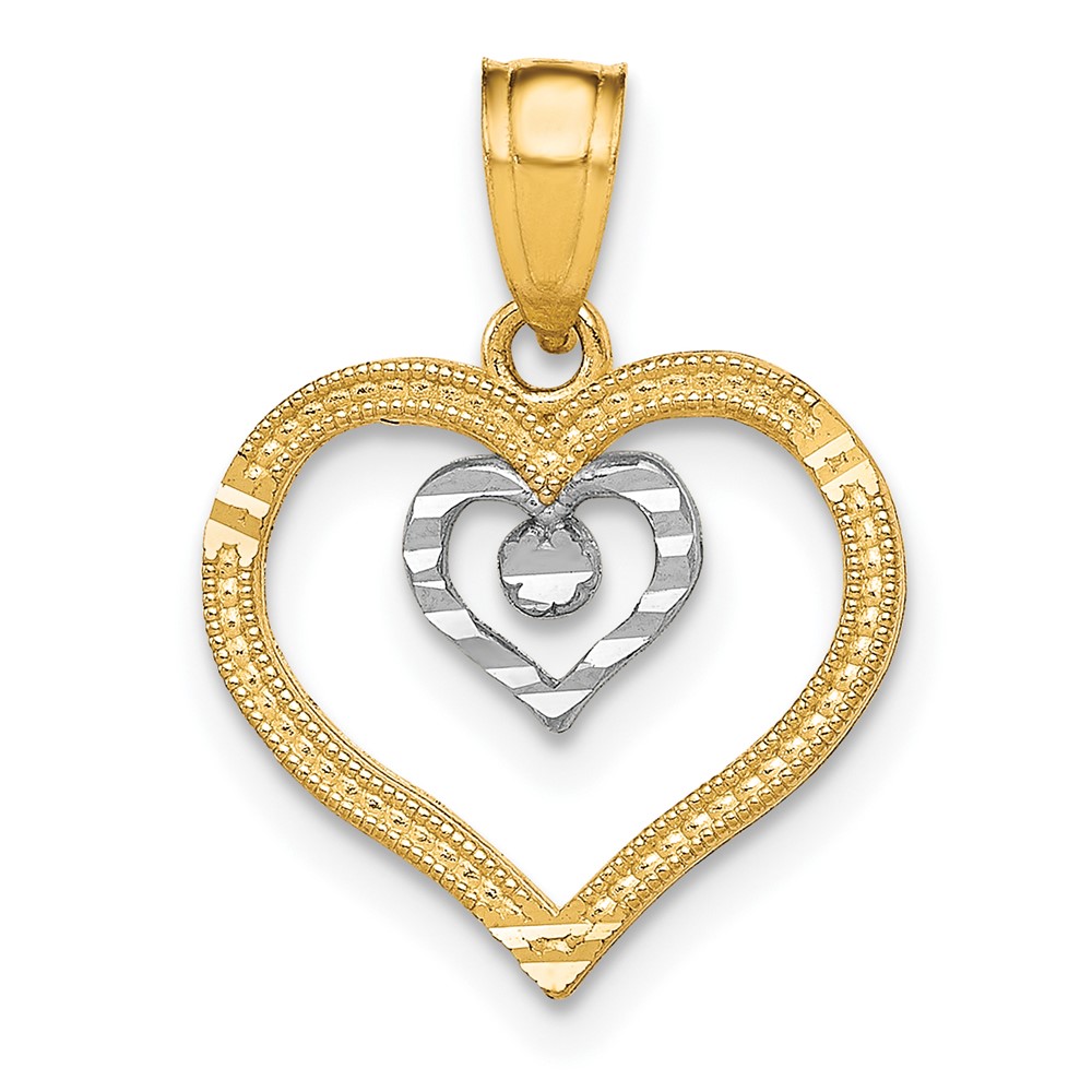 Picture of Quality Gold 10C933 10K Yellow with Rhodium Heart Charm