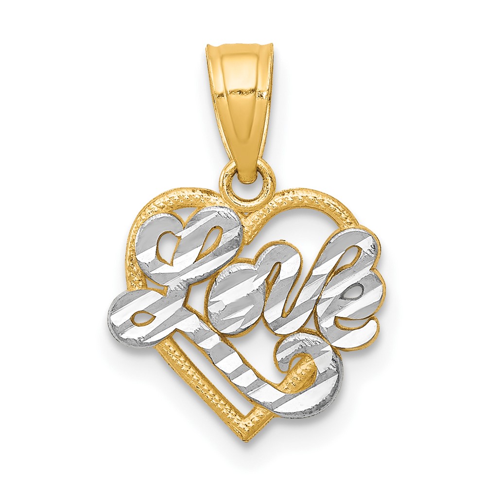 Picture of Quality Gold 10C946 10K Yellow with Rhodium Love Heart Charm