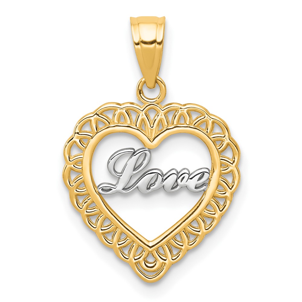 Picture of Quality Gold 10C953 10K Yellow with Rhodium Love Heart Charm