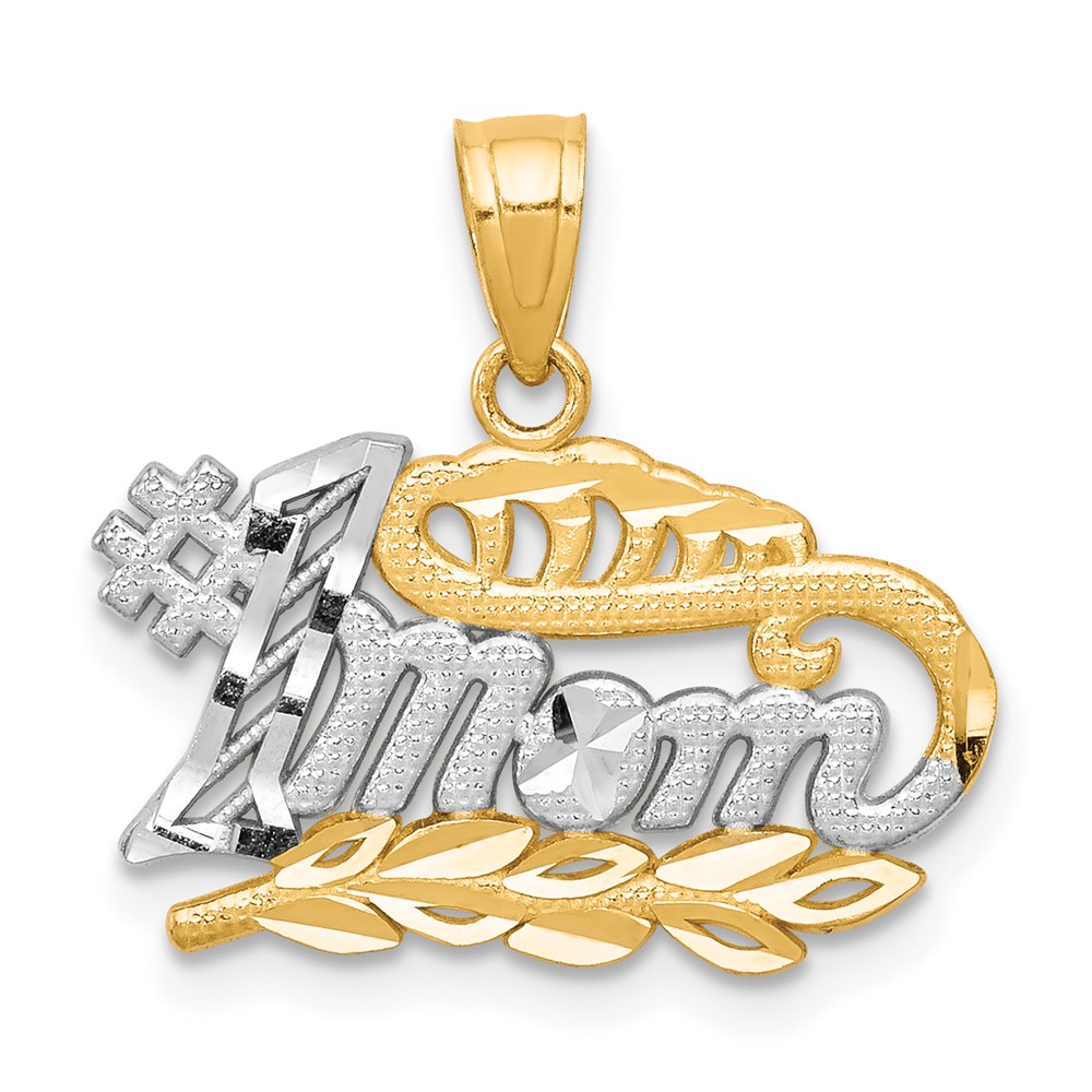 Picture of Quality Gold 10C962 10K Yellow with Rhodium No.1 Mom Charm