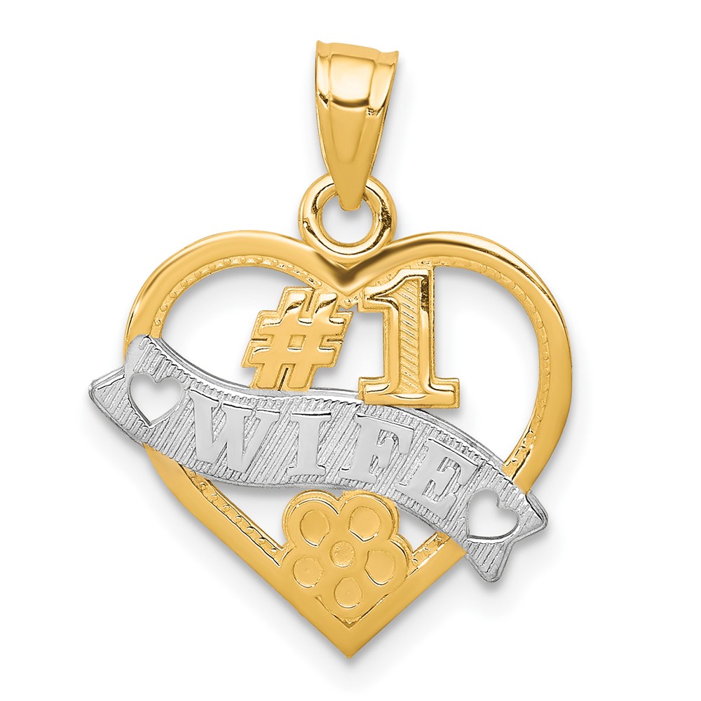 Picture of Quality Gold 10C964 10K Yellow with Rhodium No.1 Wife Heart Charm