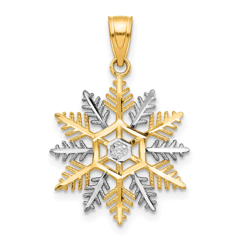 Picture of Quality Gold 10C986 10K Yellow with Rhodium Snowflake Charm