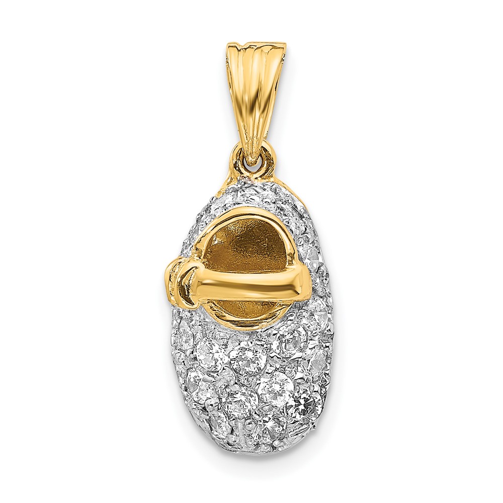 Picture of Finest Gold 14K &amp; Rhodium CZ Baby Shoe Charm