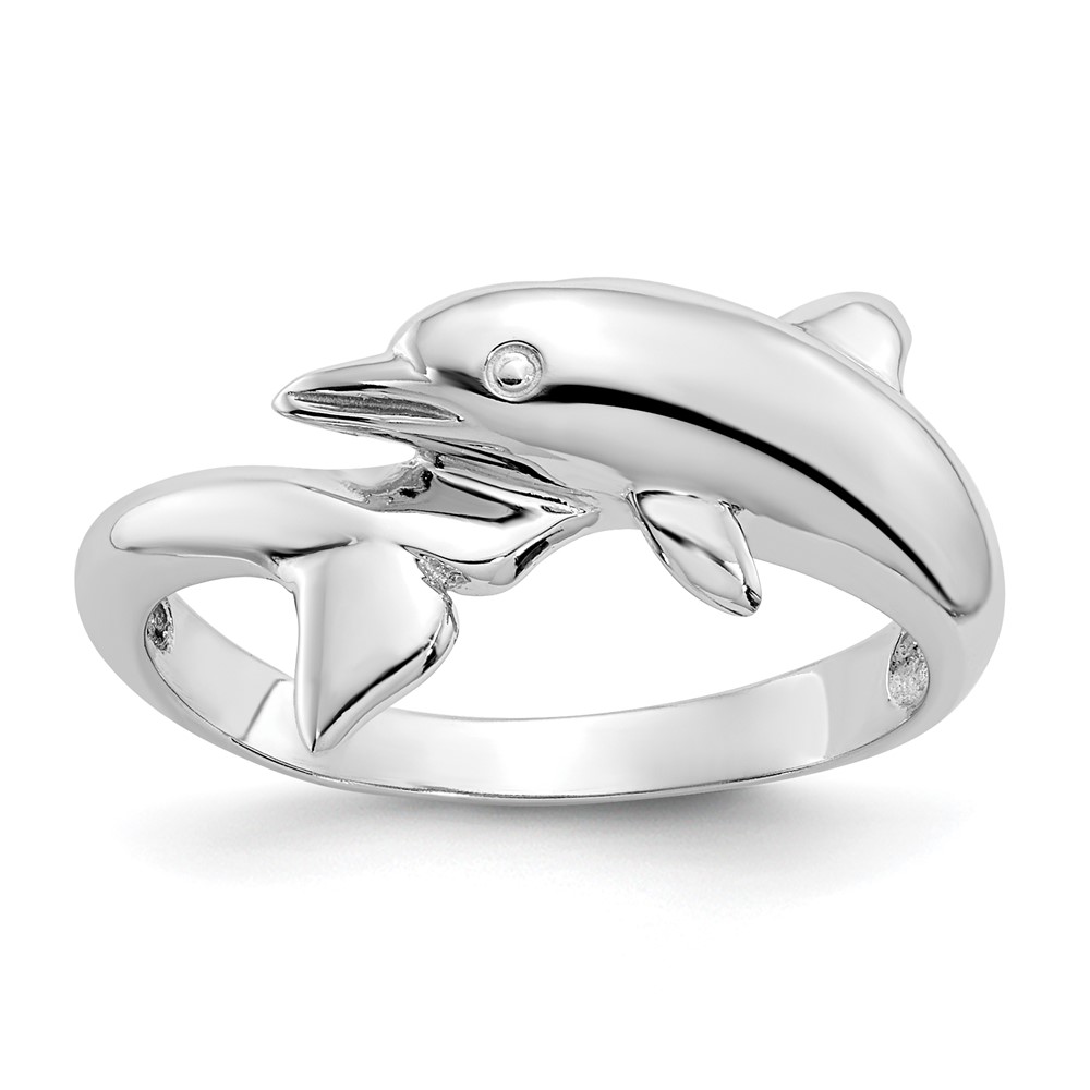 Picture of Finest Gold 14K White Gold Dolphin Ring - Size 6.75