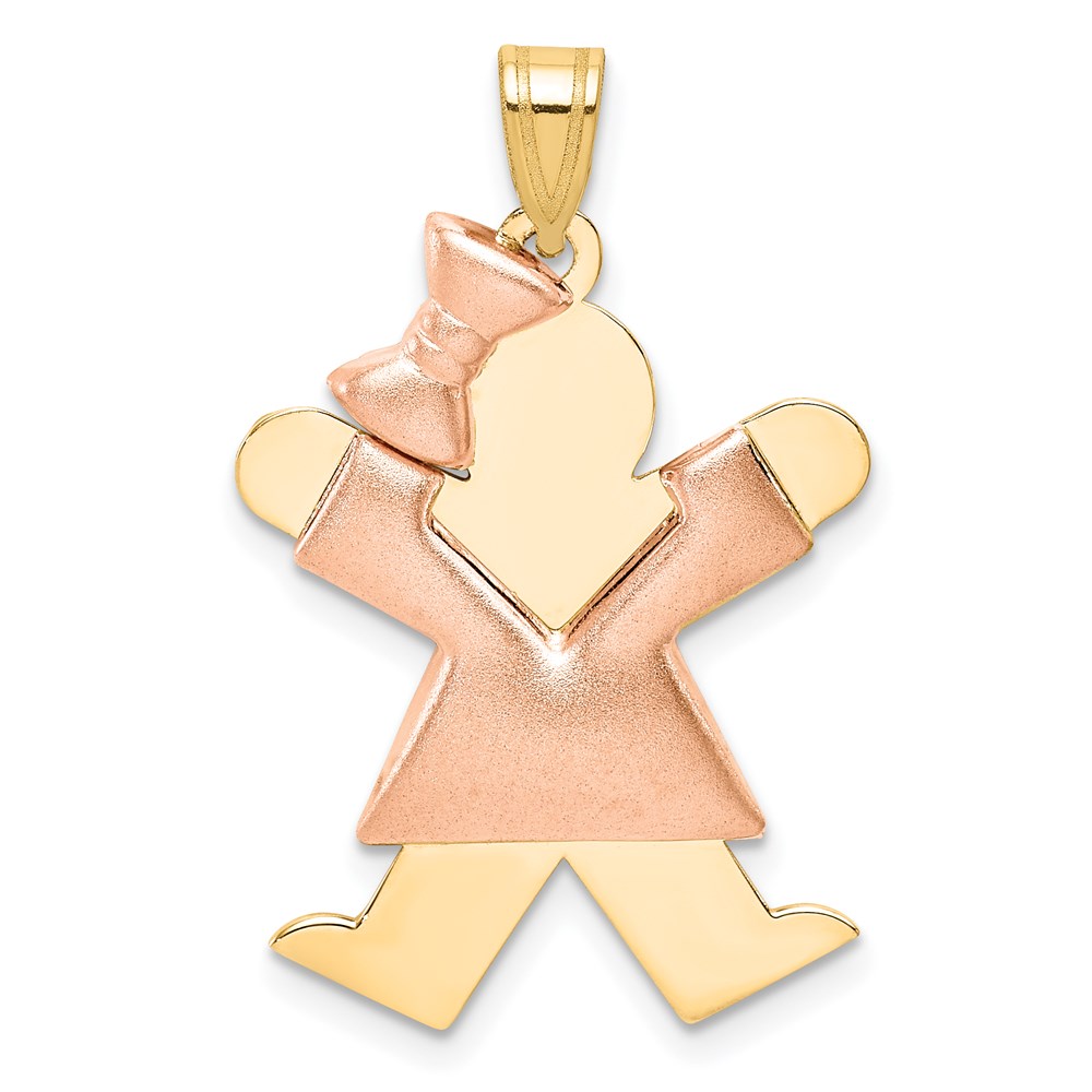 Picture of Finest Gold 14K Two-tone Puffed Girl with Bow on Left Engravable Charm
