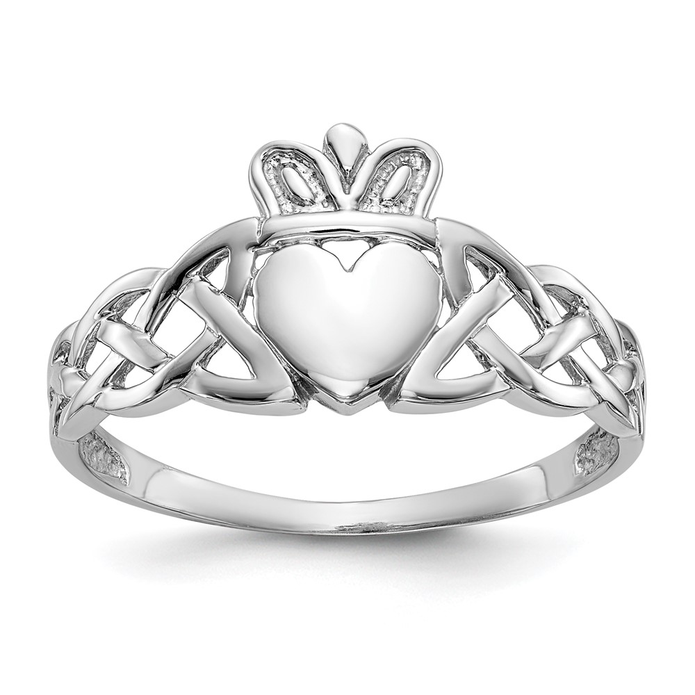 Picture of Finest Gold 14K White Gold Mens Claddagh Ring - Size 9.5