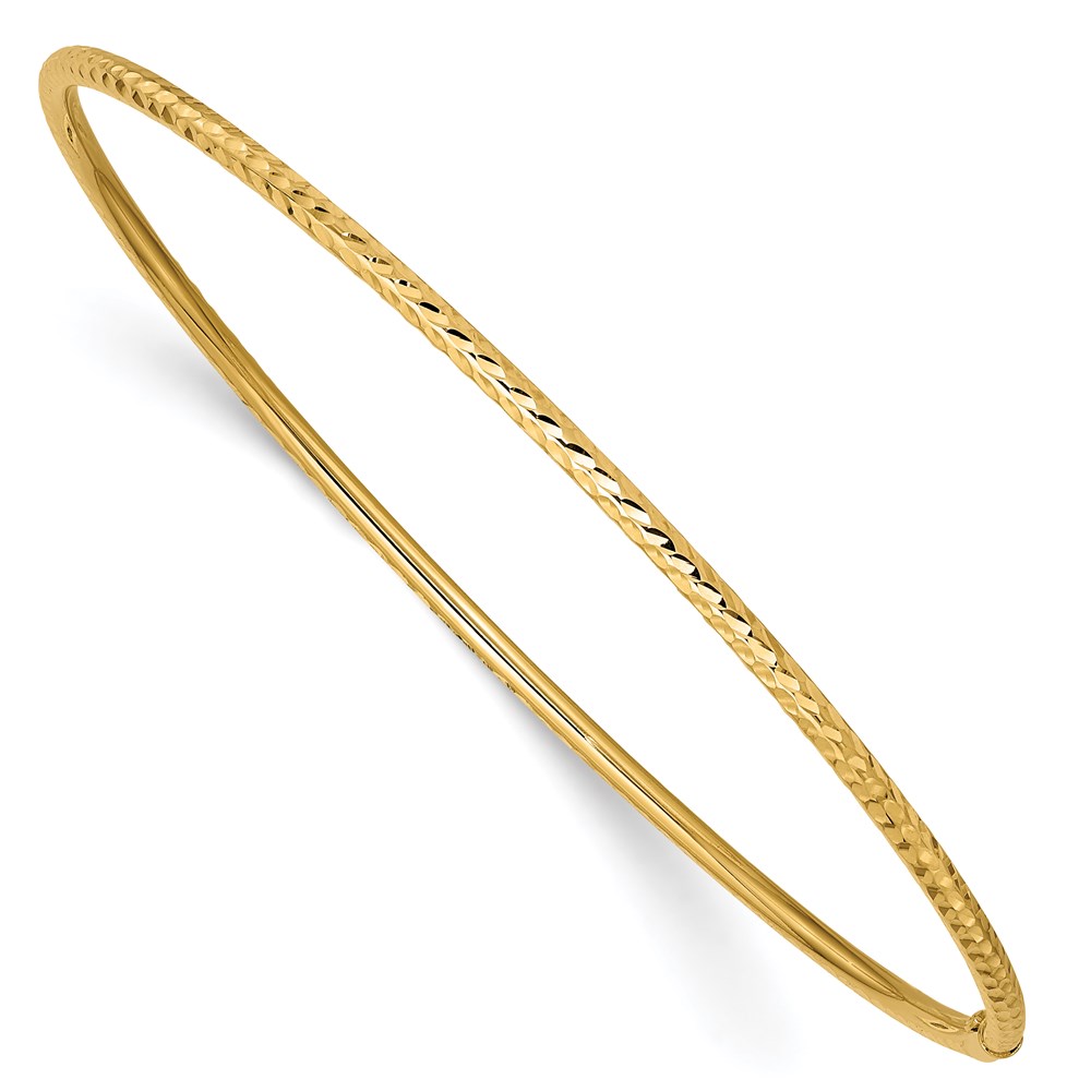 Picture of Finest Gold 14K Yellow Gold 2 mm Diamond-Cut Tube Slip-On Bangle Bracelet