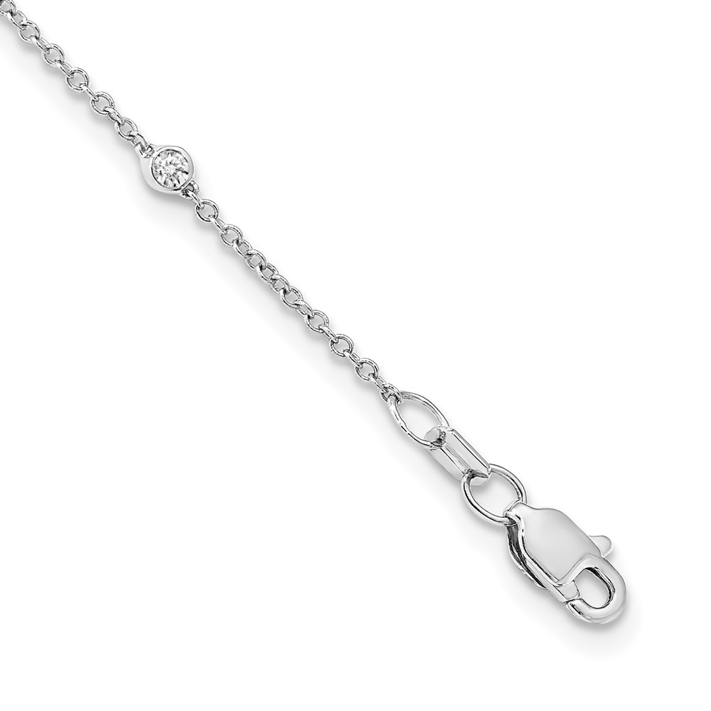 Picture of Finest Gold 14K White Gold Diamond Station Cable 16 in. Necklace