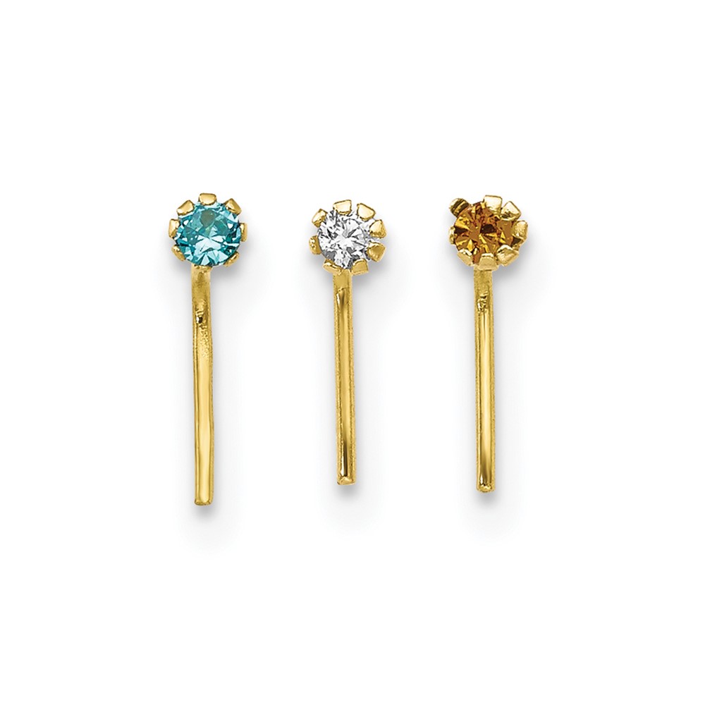 Picture of Finest Gold 10K Yellow Gold 1.5 mm Nose Stud - Set of 3