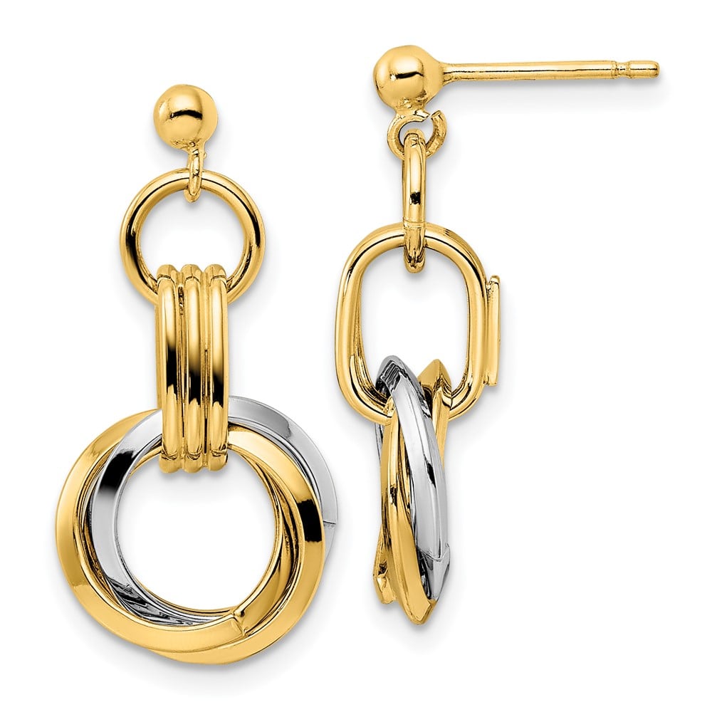 Picture of Finest Gold 14K Two-Tone Polished Intertwined Circles Post Dangle Earrings