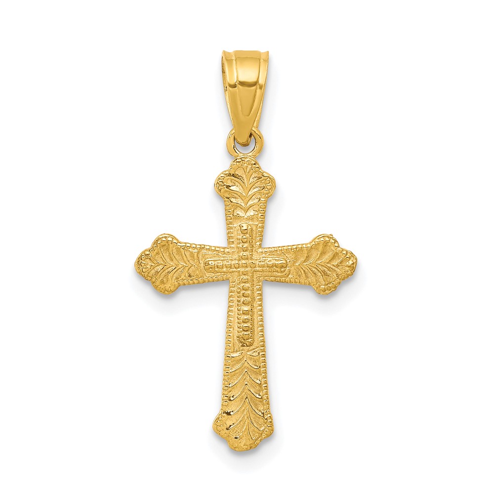 Picture of Finest Gold 10K Yellow Gold Budded Cross Pendant