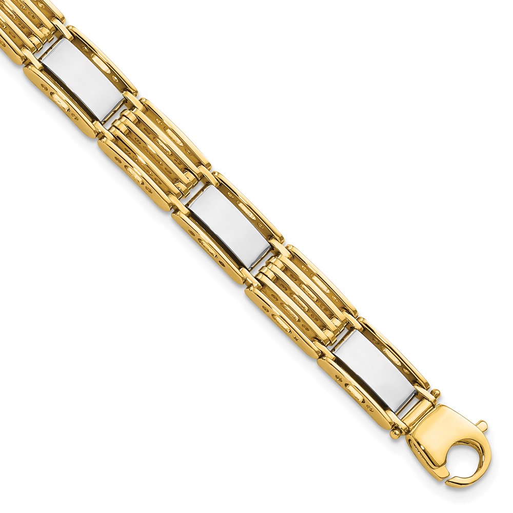Picture of Finest Gold 8.5 in. 14K Two-Tone High Polished Mens Link Bracelet