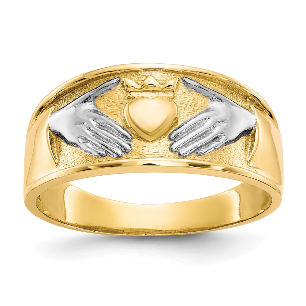 Picture of Quality Gold 10C1269 10K & Rhodium Mens Claddagh Ring&#44; Size 10