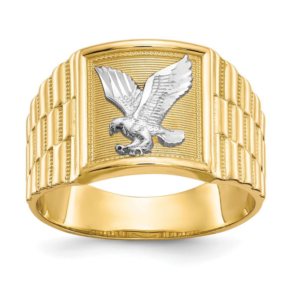 Picture of Quality Gold 10C1295 10K Yellow with Rhodium Mens Eagle Ring - Size 10