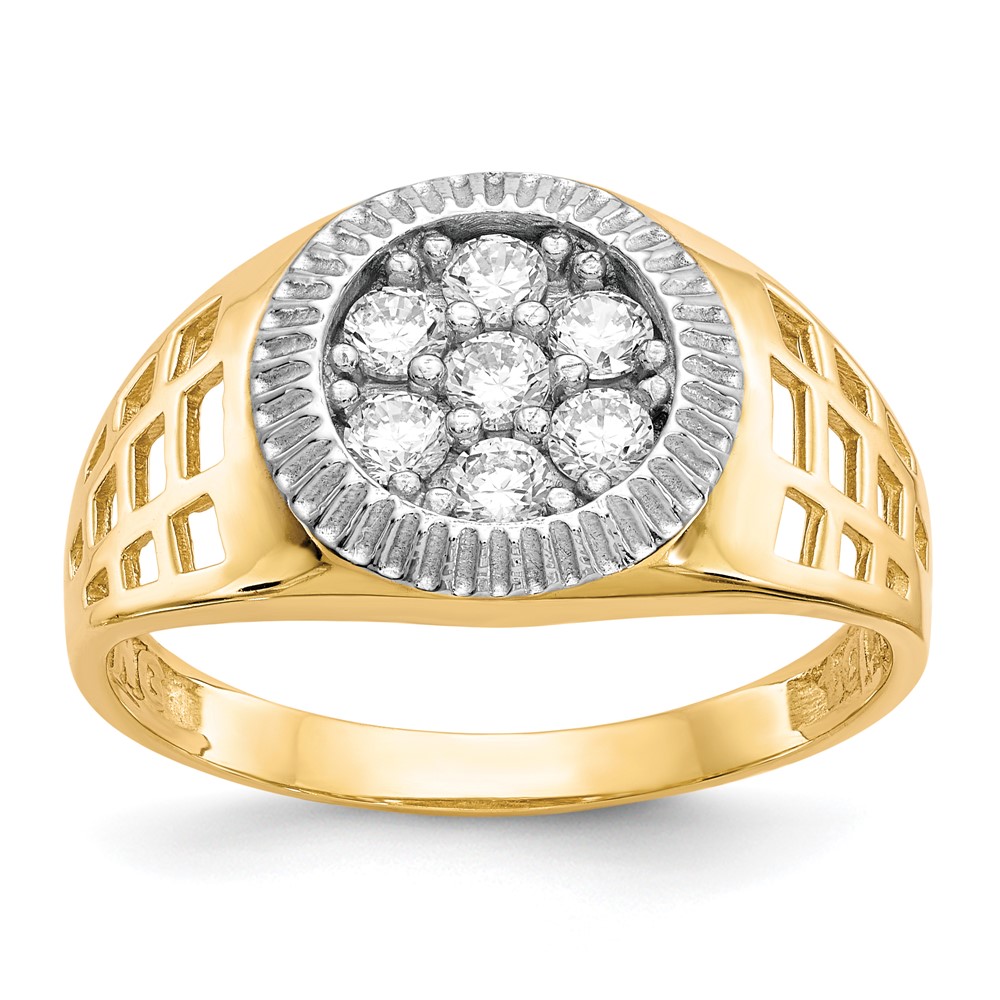 Picture of Quality Gold 10C1297 10K Yellow with Rhodium Mens CZ Cluster Ring - Size 10