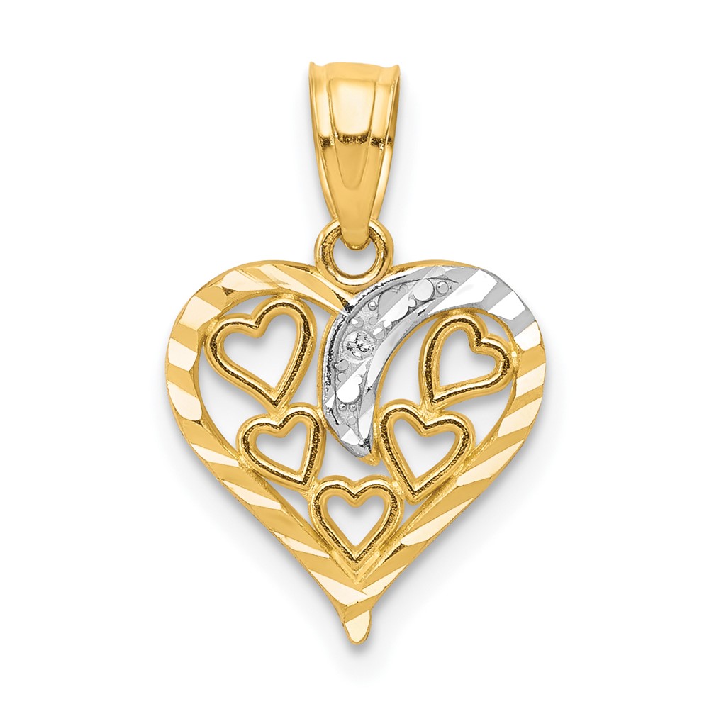 Picture of Quality Gold 10C929 10K Yellow with Rhodium Heart Charm