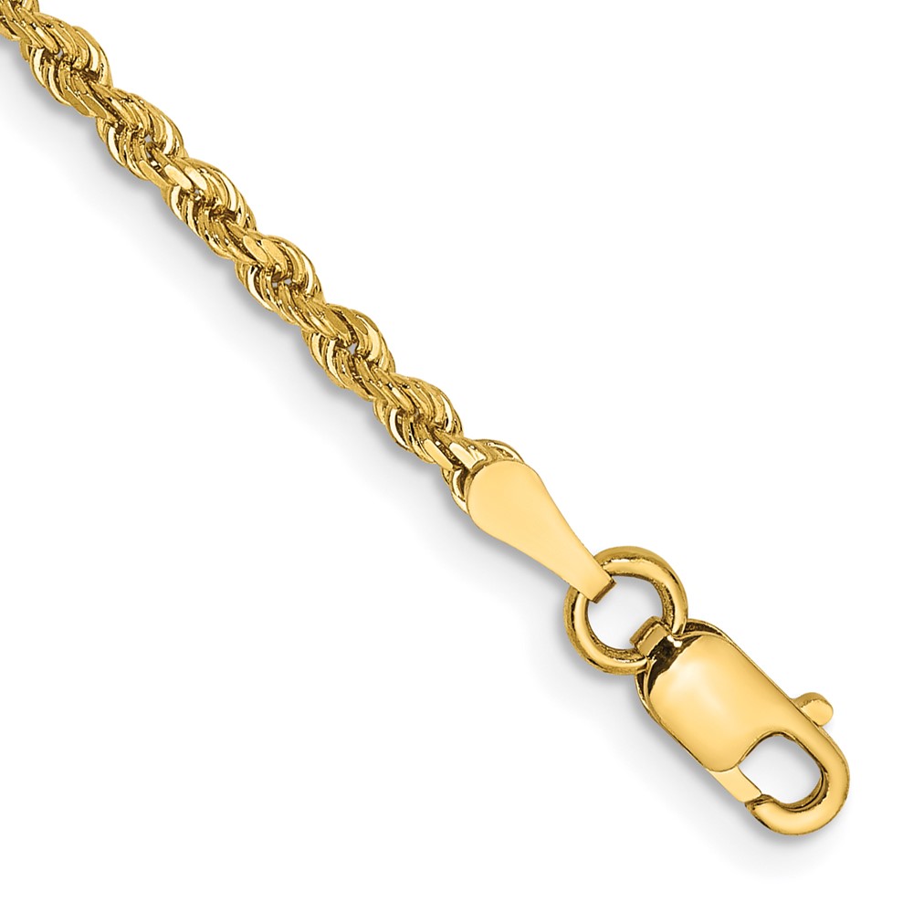 Picture of Finest Gold 14K Yellow Gold 2 mm Diamond-Cut Rope 7 in. Bracelet with Lobster Clasp Chain