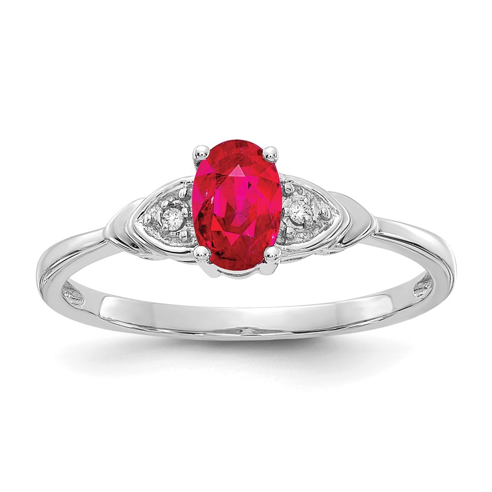 Picture of Finest Gold 14K White Gold Ruby &amp; Diamond Ring - Size 7