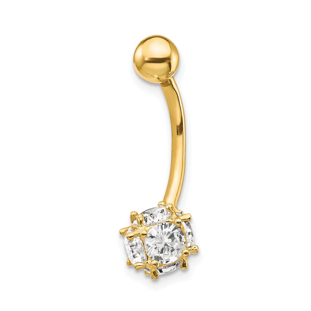 Picture of Finest Gold 10K with 7 mm CZ Soccer Ball Belly Dangle