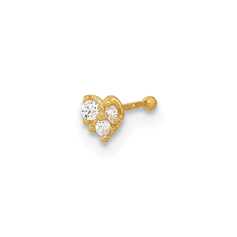 Picture of Finest Gold 14K Yellow Gold 23 Gauge CZ Heart Nose Post