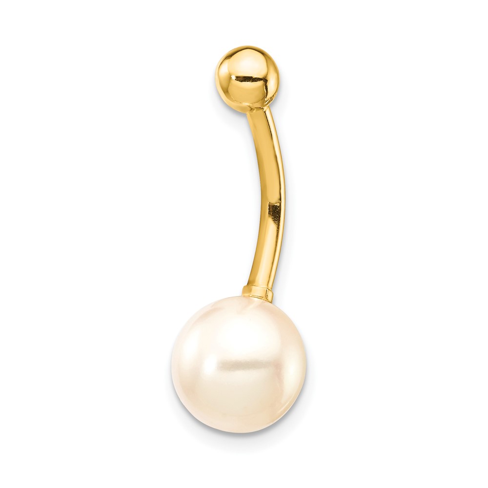 Picture of Finest Gold 14K Yellow Gold 14 Gauge 8 mm Freshwater Cultured Pearl Belly Ring