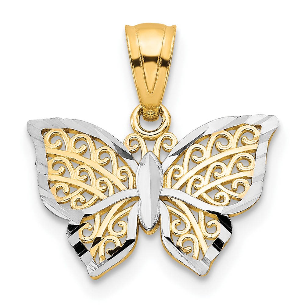 Picture of Quality Gold 10C1001 10K Yellow with Rhodium Butterfly Charm
