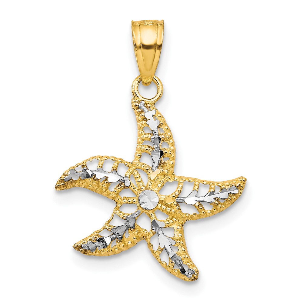 Picture of Quality Gold 10C1018 10K Yellow with Rhodium Starfish Charm