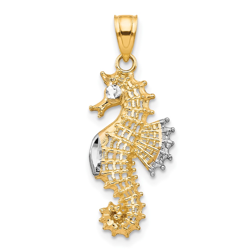 Picture of Finest Gold 10K Yellow with Rhodium Seahorse Charm