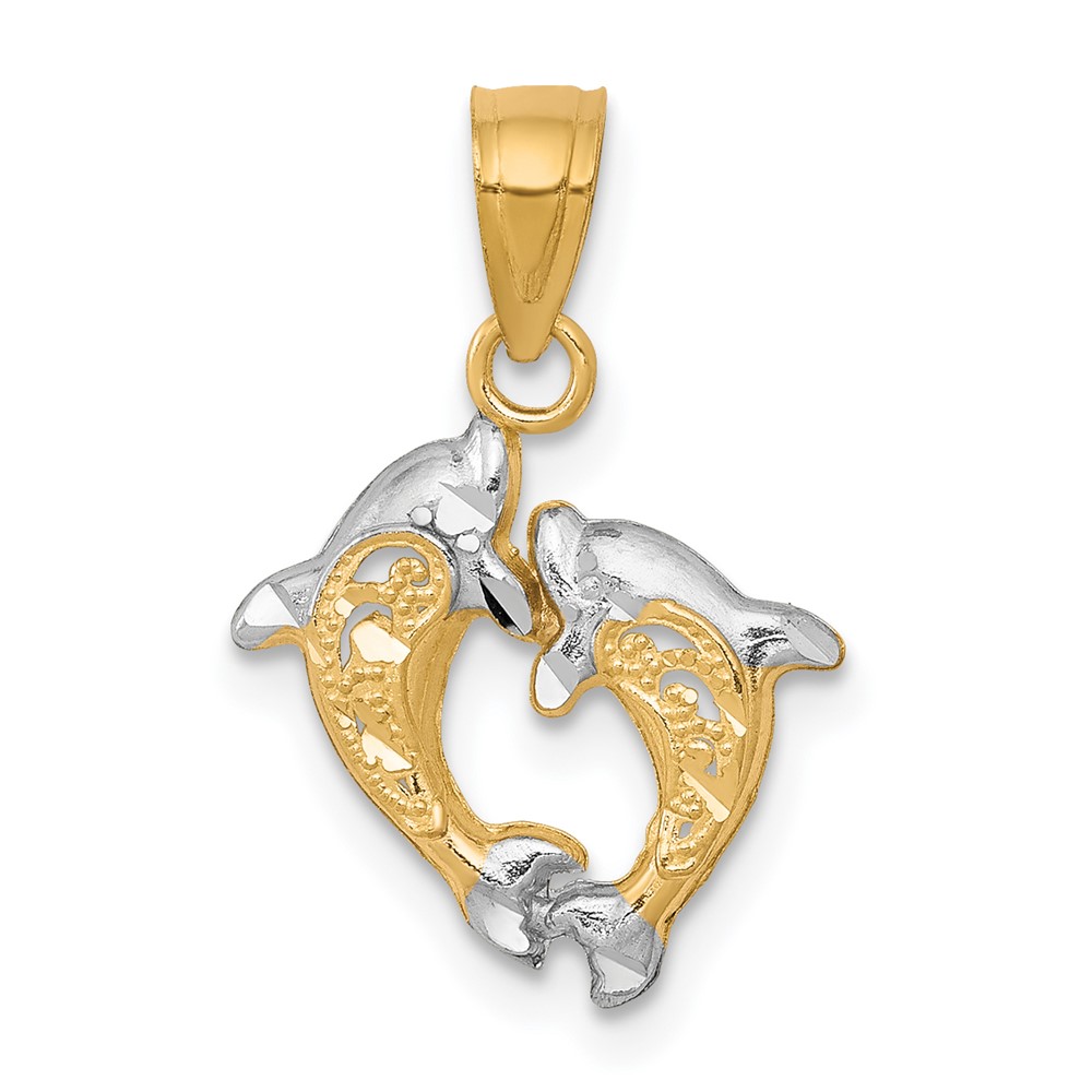 Picture of Finest Gold 10K Yellow with Rhodium Small Dolphin Charm