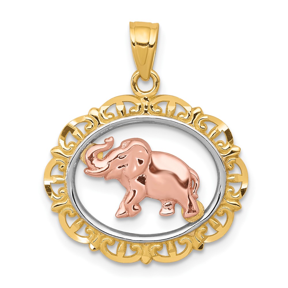Picture of Quality Gold 10C1026 10K Two-Tone with White Rhodium Elephant Charm