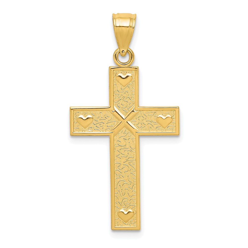 Picture of Finest Gold 10K Yellow Gold Cross with GOD Love S ME On Reverse Pendant