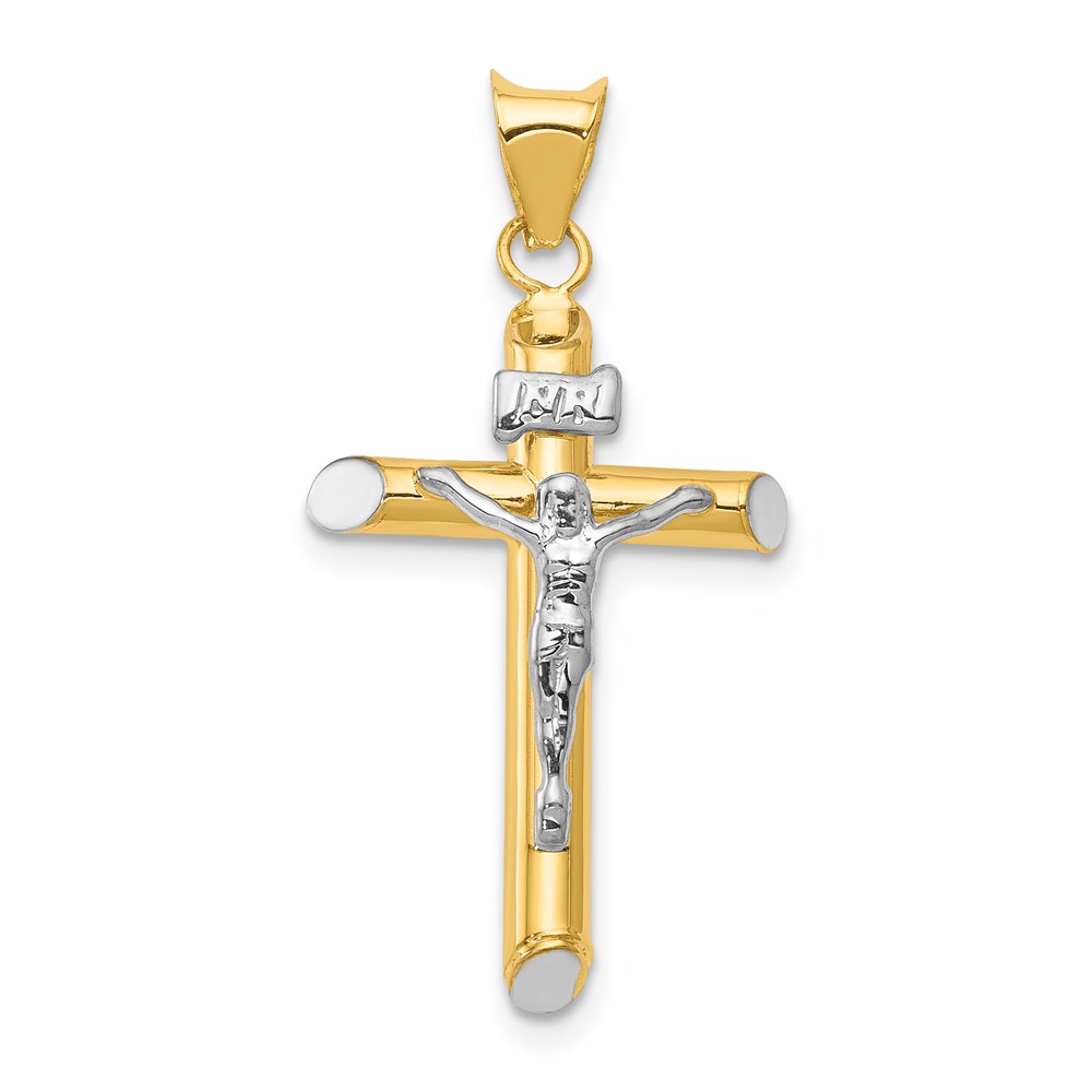 Picture of Quality Gold 14K Two-Tone with Rhodium Inri Crucifix Pendant