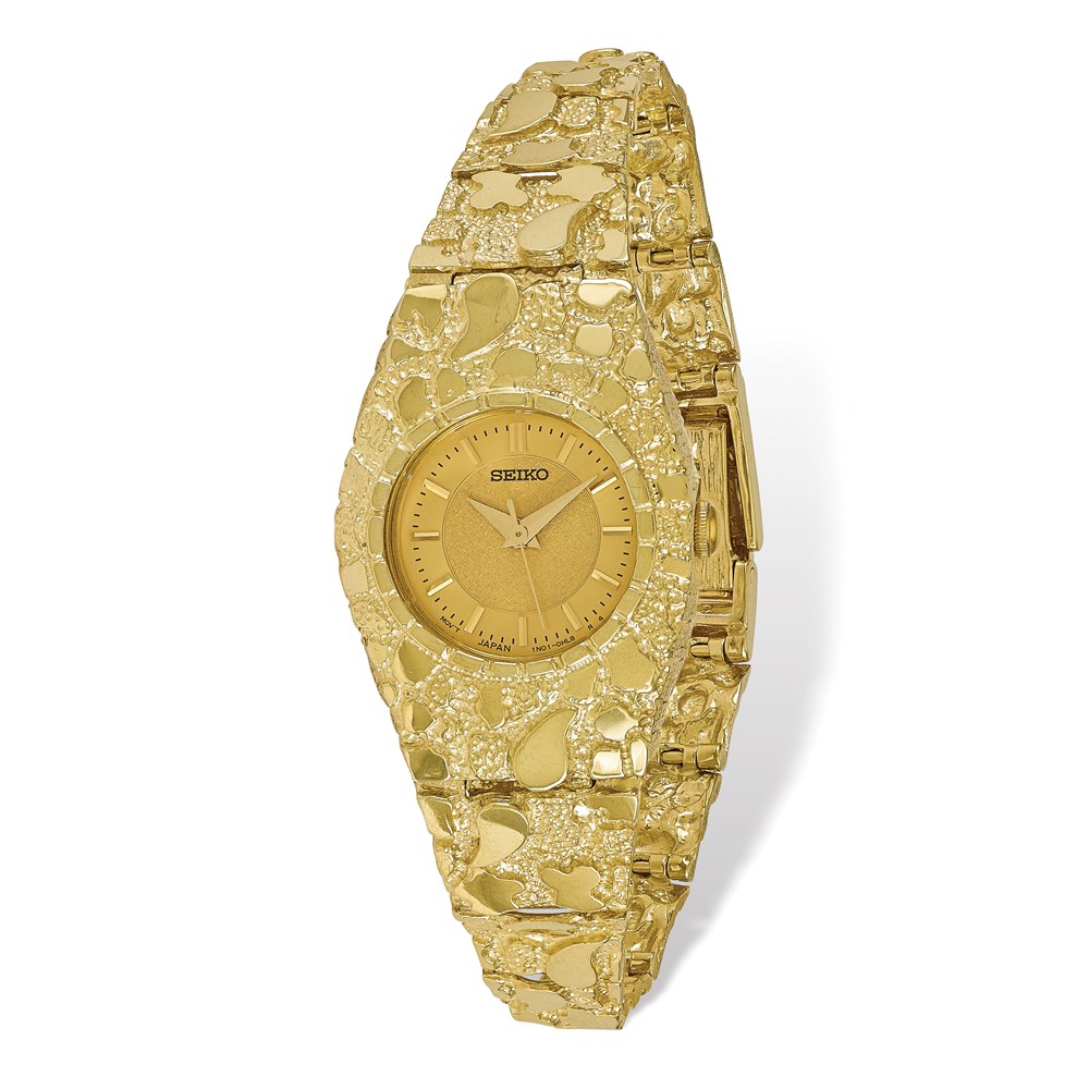 Picture of Finest Gold 10K Yellow Gold Champagne 22 mm Dial Nugget Watch