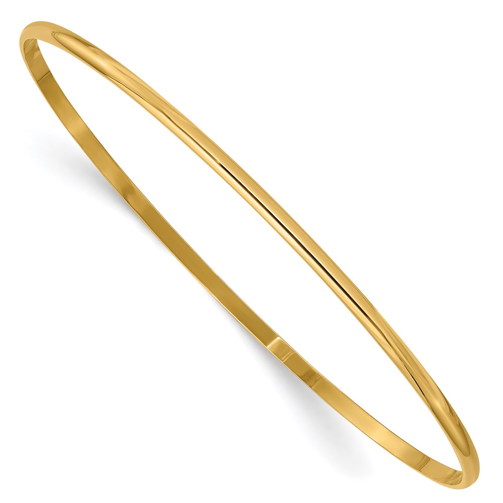 Picture of Finest Gold 14K Yellow Gold 2 mm Solid Polished Half-Round Slip-On Bangle Bracelet
