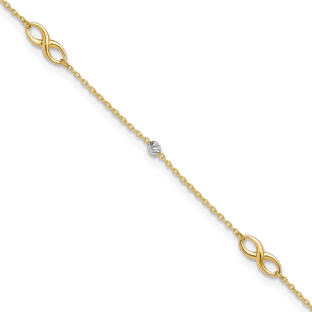Gold Classics(tm) 14kt. Two-Tone Beads & Infinity 10in Anklet -  Fine Jewelry Collections, ANK301-10