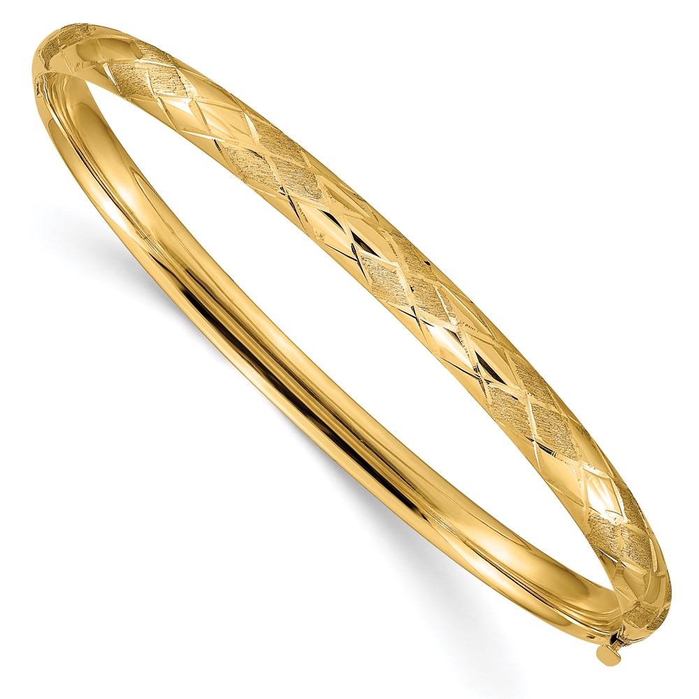 Gold Classics(tm)  3/16 Diamond-Cut Fancy Hinged Bangle Bracelet -  Fine Jewelry Collections, DB98