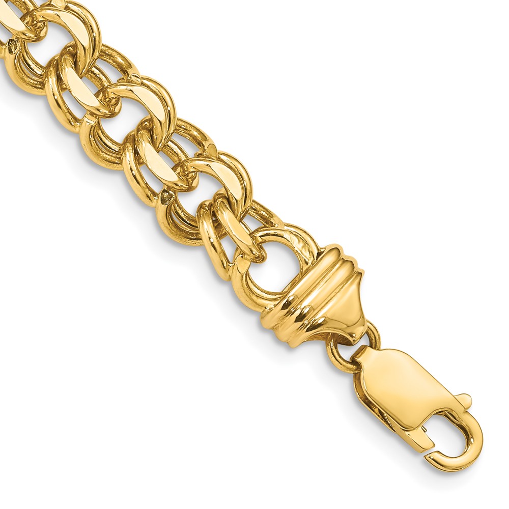 14K Yellow Gold 7 in. 8.5 mm Solid Double Link Charm Bracelet -  Bagatela, BA2717461