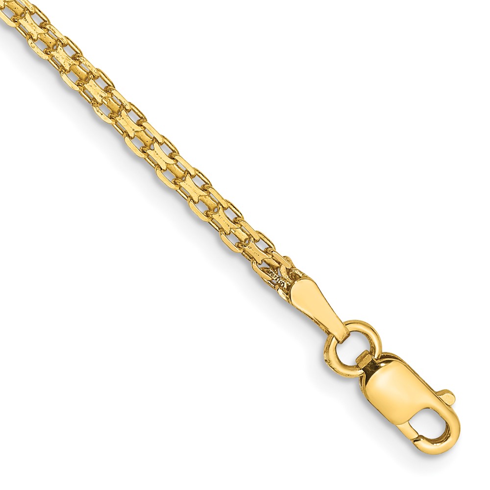 14K Yellow Gold 9 in. 1.8 mm Lightweight Flat Bismark Chain Anklet -  Bagatela, BA2717470
