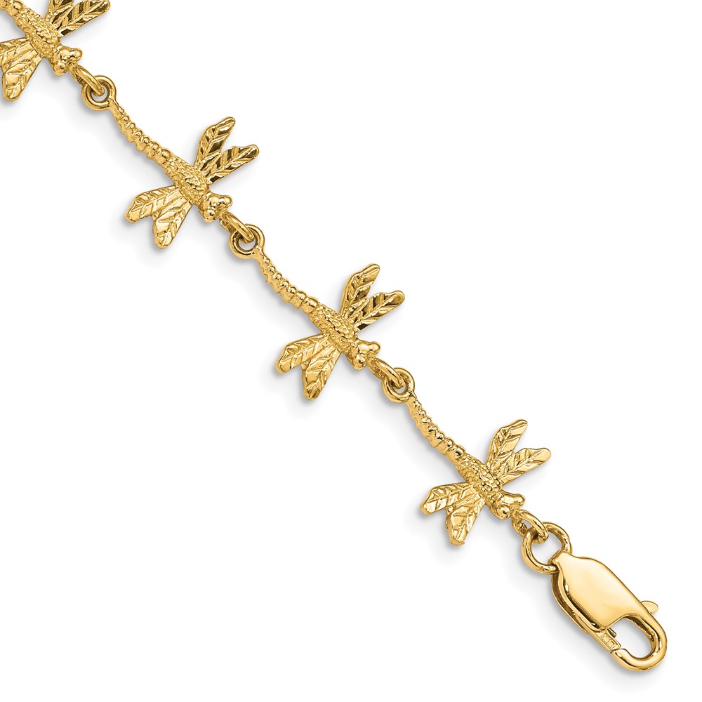 Picture of Finest Gold 7.5 in. 14K Polished &amp; Textured Dragonfly Bracelet