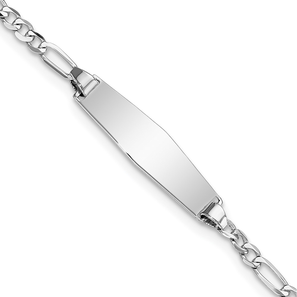 Picture of Finest Gold 14K White Gold Soft Diamond Shape Figaro Link ID 6 in. Bracelet