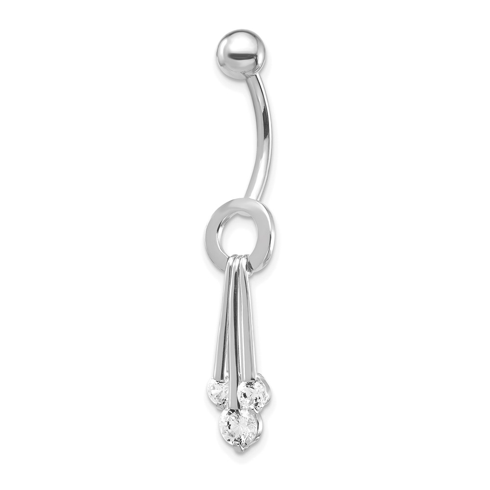 Picture of Finest Gold 10K White Gold with Dangly CZS Belly Dangle